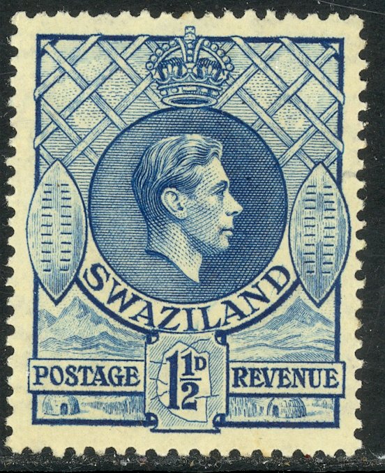 SWAZILAND 1938 KGVI 1 1/2d Portrait Issue Sc 29 MH