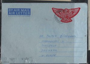 SIERRA LEONE  (PP2708B)  BIRD 9 1/2C AEROGRAM TO DENMARK