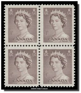 Canada - 325 Block of 4 MNH - QE II - Karsh Portrait(1953) 1¢ CV 1.00$