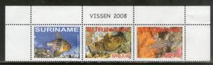 Suriname 2007 Fishes Marine Life Animals Sc 1367 Setenant 3v MNH # 13421