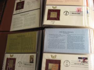 USA PCS 52 different FDC with gold replica stamps 1980-83 era in 2 binders