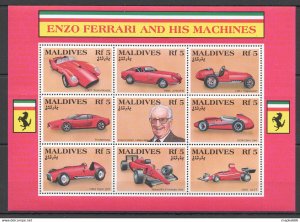 1991 Maldives Enzo Ferrari Cars #1613-21 Michel 16 Euro Mnh Fat026 