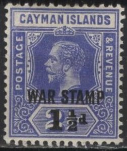 Cayman Islands MR3 (mh) 1½p on 2½p George V war stamp, ultra (1917)