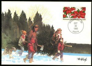FDC scott 2166 Christmas Tradition  1985 Fleetwood Cachet Maximum Card