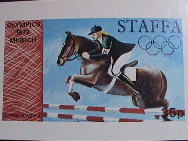 STAFFA-SCOTLAND -1972-OLYMPIC GAMES-MUNICH -SHOW JUMPING-IMPERF- MINT S/S-VF