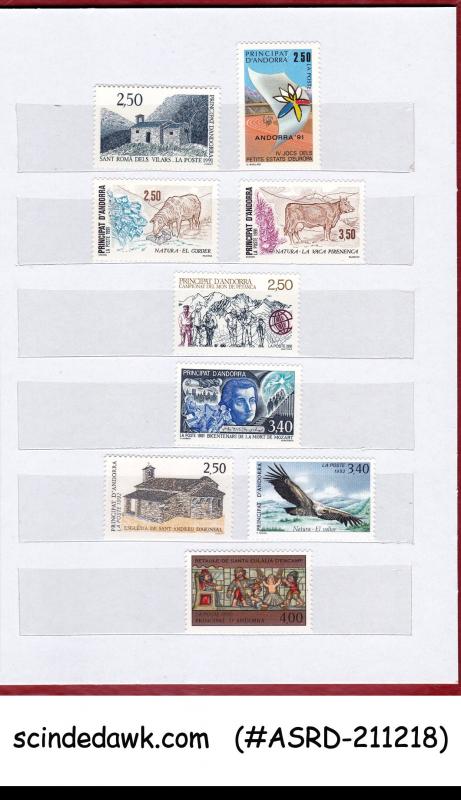 COLLECTION OF FRENCH ANDORRA STAMPS FROM 1966-1996 IN SMALL STOCK BOOK