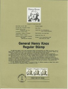 US SP510 Henry Knox Souvenir Page #1851