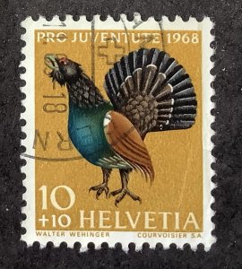 Switzerland 1968 Scott B378 used - 10+10c,  Wild animals, Bird, capercaillie