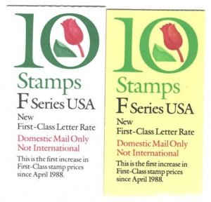 USA 1991 F stamps $2.90 booklet, white cover, ditto yellow cover SB147-8 fine