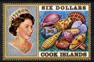 COOK ISLANDS - 1974 - Sea Shells,  High Value $6 - Perf 1v - Mint Never Hinged