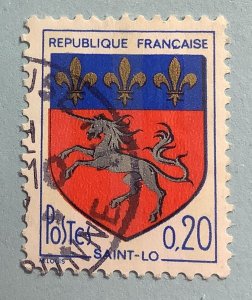France 1966 Scott 1143 used - 20c, City coat of Arms, Saint Lo