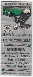 Canada Revenue 1/5¢ Excise Tax Matchbook MADISON AMATEUR ATHLETIC ASSOCIATION