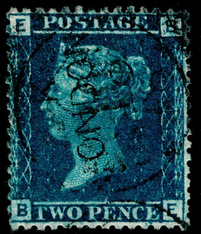 SG45, 2d blue PLATE 12, FINE USED, CDS. Cat £140. BE