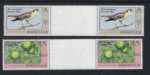 1980 Anguilla Boy Scout 50th anniv overprint birds gutter pairs