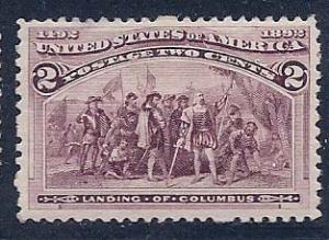 #231 Columbian Landing of Columbus Unused, Very Fine