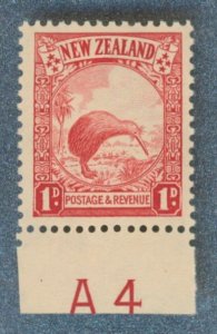 NEW ZEALAND Sc 186A MINT- 1935 1p Kiwi, Re-engraved - See Desc.