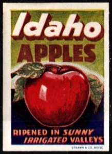 Vintage US Poster Stamp Idaho Apples Ripened In Irrigated Valleys