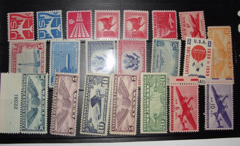 US Airmail Stock Pages Lot 2 MNH & MH OG