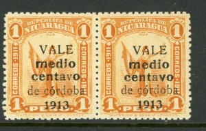 Nicaragua 1913 Gold Liberty ½¢/1 Peso Thick & Thin V  Sc 313v Pair MNH W804