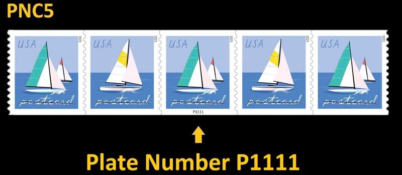 US 5749-5750 5750a Sailboats postcard rate PNC5 P1111 MNH 2023 Jan 25 