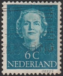 Netherlands 1949 Sc#307, SG#685 6c Blue Queen Juliana USED-VF-VLHM.
