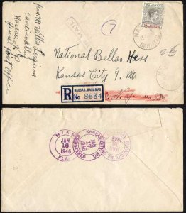 Bahamas KGVI Registered cover