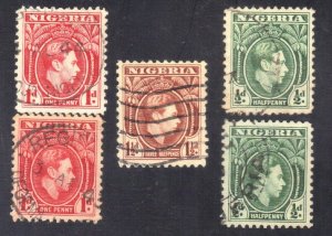 NIGERIA SCOTT #53, 54, 55 USED 1/2,1,11/2p 1935-51