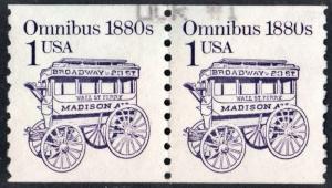 SC#2225 1¢ Omnibus Coil Pair (1986) Used