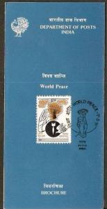 India 1991  World Peace Dove Explosion Hand Flower Sc1351 Folder With Stamp &...