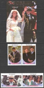 Tuvalu Sc# 381-383 MNH Set/3 1981 Charles & Diana Royal Wedding