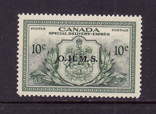 Canada-Sc#EO1- id1168-unused LH 10c green Special Delivery Official OHMS-og-19