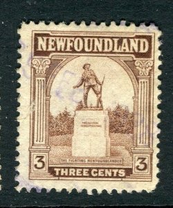 NEWFOUNDLAND; 1923 early pictorial issue fine used 3c. value