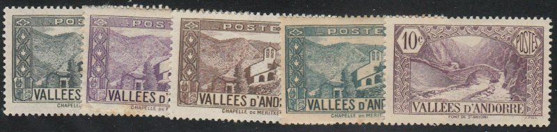 Andorra-French - 1932 - SC 23-27 - LH/H/HR - 24,26 some stains