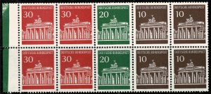 GERMANY 1966-68 BRANDENBURG GATE, BERLIN BOOKLET PANE SG1412b MINT (NH) SUPERB