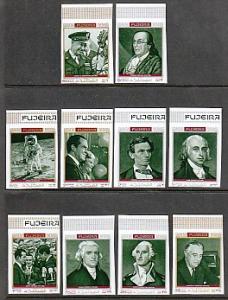 Fujeira Famous Americans MI 485-95 Imperfs MNH VF