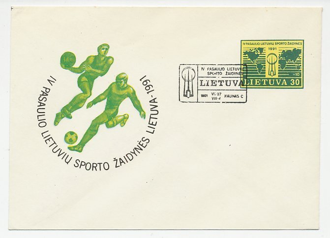 Postal stationery Lithuania 1991 Football - Basketball