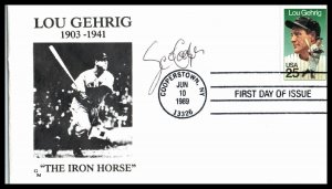 1989 Lou Gehrig The Iron Horse Sc 2417 GM cachet FDC signed Scott Cooper (2K