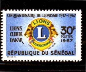 SENEGAL #287  1967 50TH ANNIV.  LIONS INTN'L  MINT  VF NH  O.G