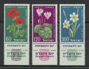 Israel MNH 157-9 W/Tabs Flowers
