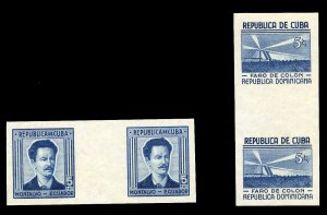 Cuba #348-349P, 1937 Dominican Republic and Ecuador, 5c imperf. plate proofs ...