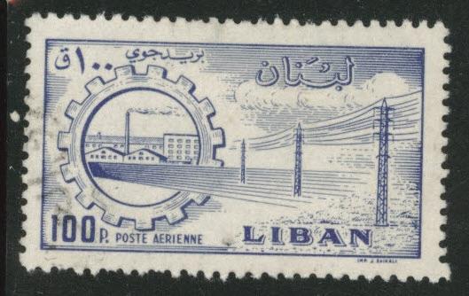 LEBANON Scott C262 Used 1957 airmail stamp