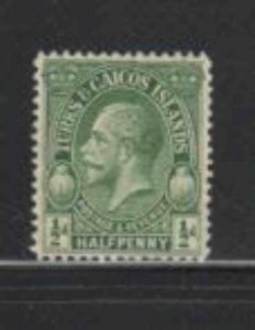 TURKS & CAICOS ISLANDS #60 1928 1/2p KING GEORGE V MINT VF LH O.G