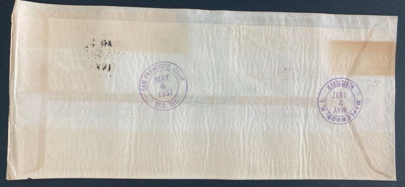 1937 Shanghai China First Flight Airmail Cover  to Maplewood NJ USA PAA Clipper