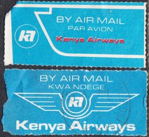 Kenya   - Kenya Airways - Two Airmail Labels Used