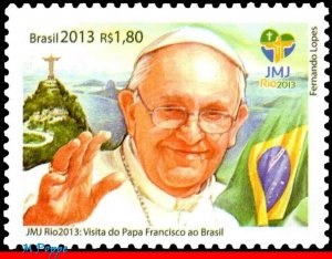 3250 BRAZIL 2013 VISIT OF POPE FRANCIS TO BRAZIL, WORLD YOUTH DAY, WYD RIO, MNH