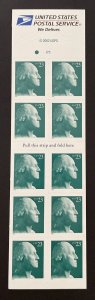 Scott 3618c GEORGE WASHINGTON Pane of 10 US 23¢ Stamps MNH 2002