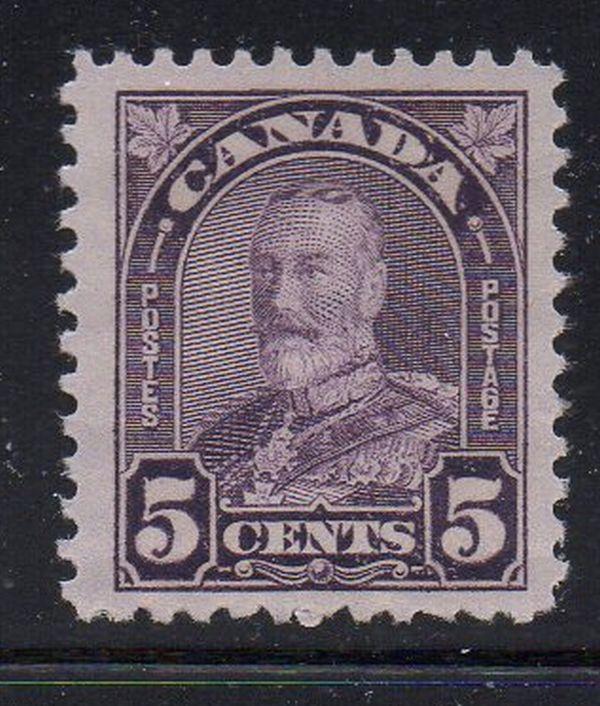 Canada Sc 169 1930 5c dull violet G V arch issue stamp mint