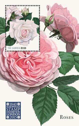 Gambia 2015 - Flowers Roses - London stamp expo - Souvenir Sheet Scott #3645 MNH