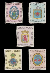 NICARAGUA STAMP SET 1962 SCOTT 837 - 841.