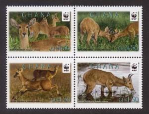 Ghana Sc# 2706 MNH WWF / Bohor Reedbuck (Block of 4)